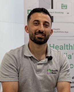 Christian, the founder, at a health industry trade show.